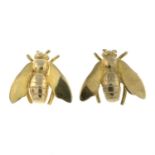 A pair of 9ct gold bee earrings.