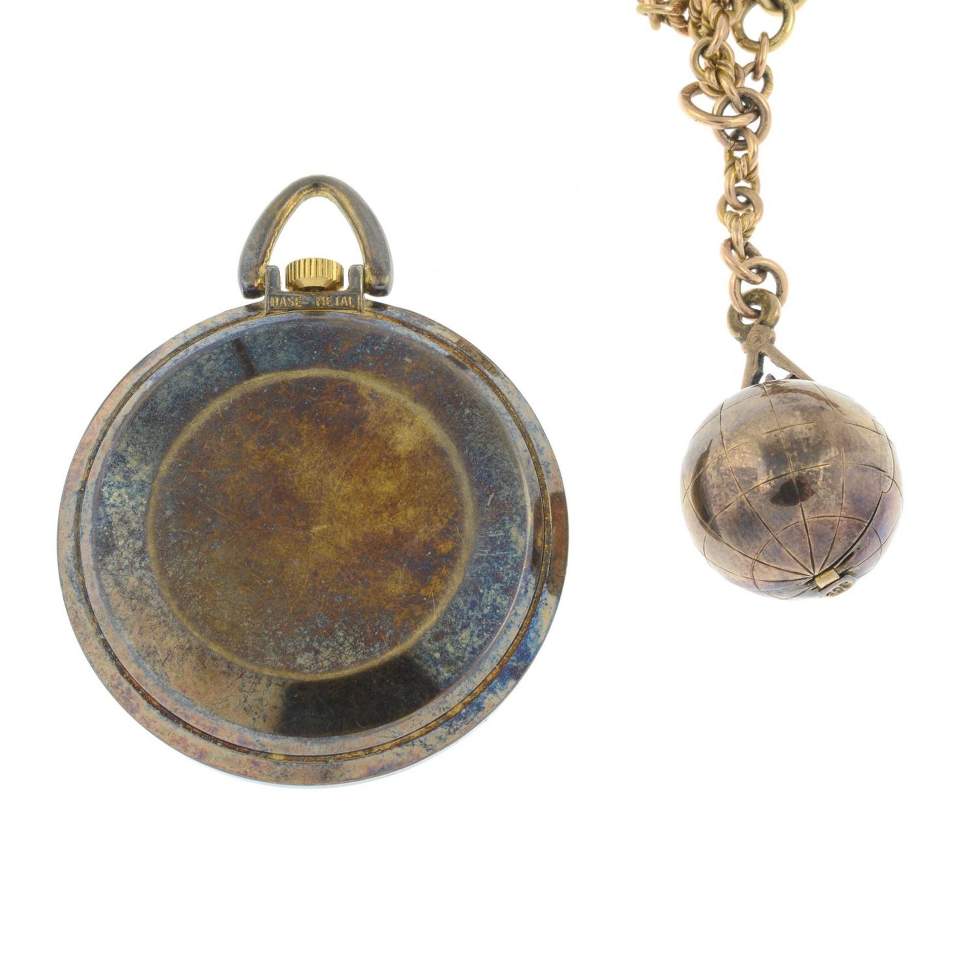 A 9ct gold albert chain with masonic ball fob together with a pocket watch. - Image 2 of 2