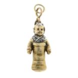 A late 19th century 18ct gold and silver swaddled baby charm, with rose-cut diamond highlights.