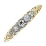 An Edwardian 18ct gold old-cut diamond five-stone ring.