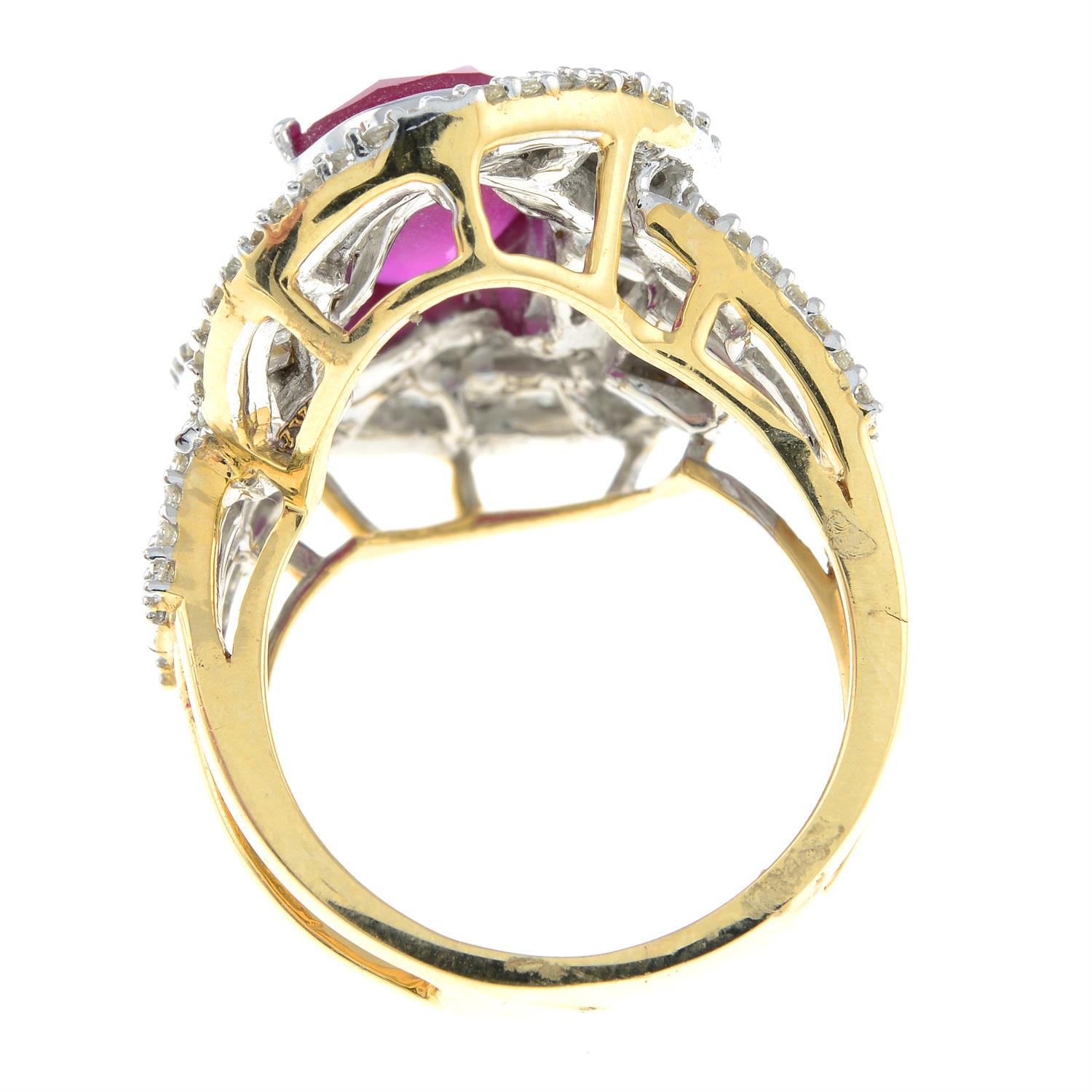A synthetic ruby and vari-cut diamond dress ring. - Image 2 of 2