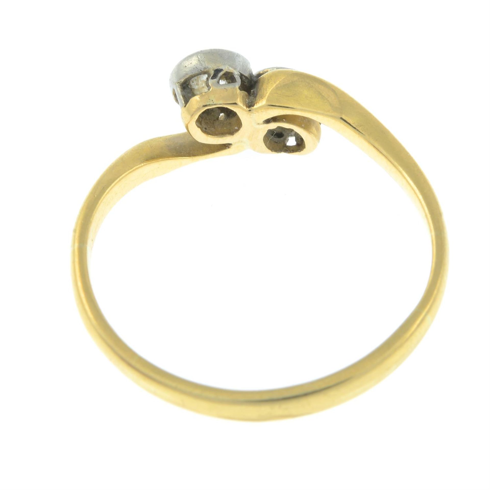 A mid 20th century 18ct gold old-cut diamond two-stone ring. - Image 2 of 2
