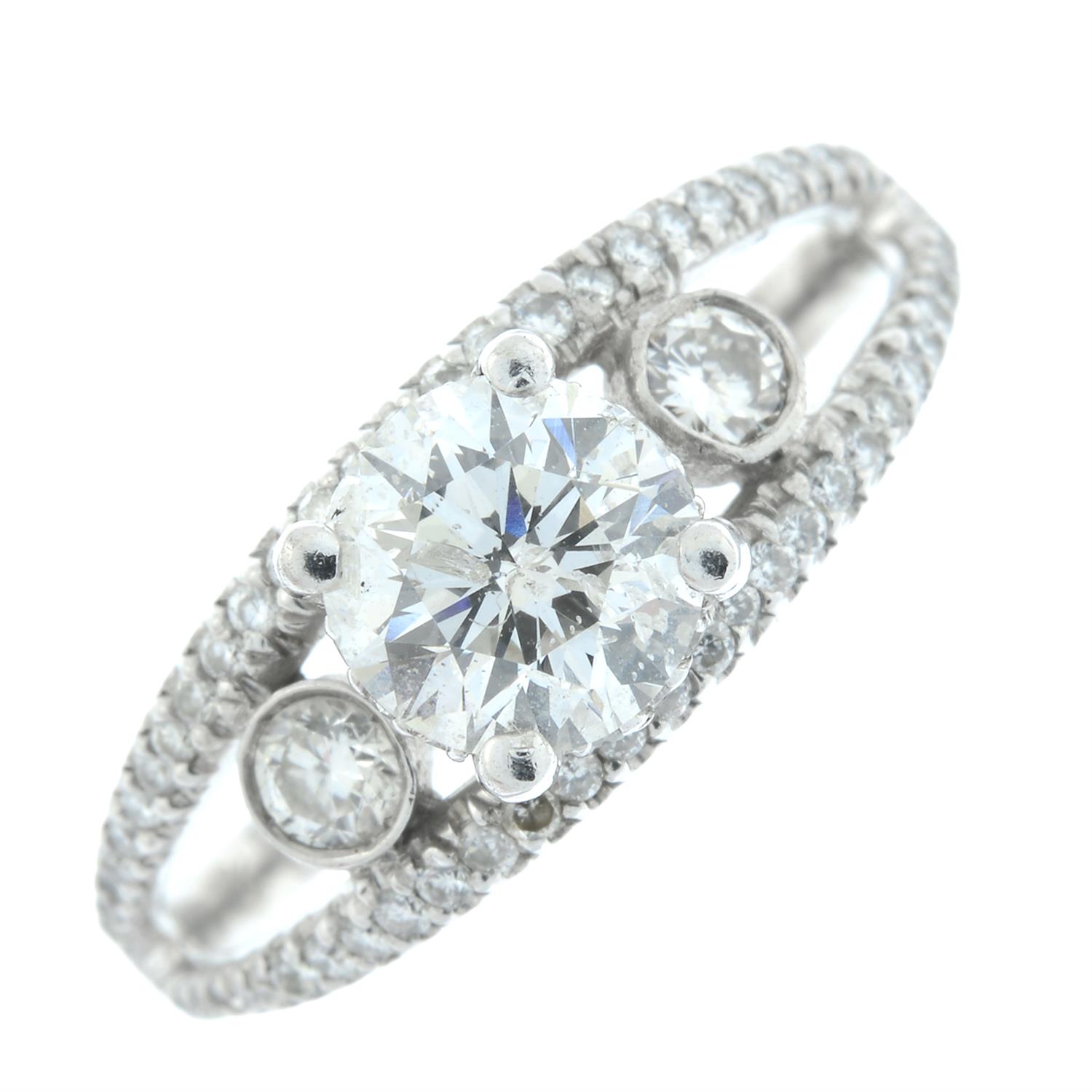 A brilliant-cut diamond ring.