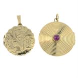 Two 9ct gold lockets, one by Cropp & Farr.