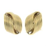 A pair of 9ct gold earrings.