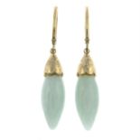 A pair of jade drop earrings.