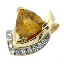 A citrine and brilliant-cut diamond bi-colour dress ring.