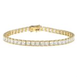 A 9ct gold cubic zirconia line bracelet.