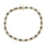 A 9ct gold sapphire and diamond bracelet.