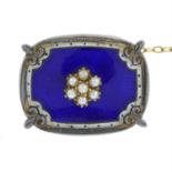 An early 20th century split pearl and enamel brooch.