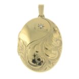 A 9ct gold locket pendant, with diamond highlight.