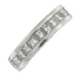 An 18ct gold square-shape diamond half eternity ring, with pavé-set diamond sides.