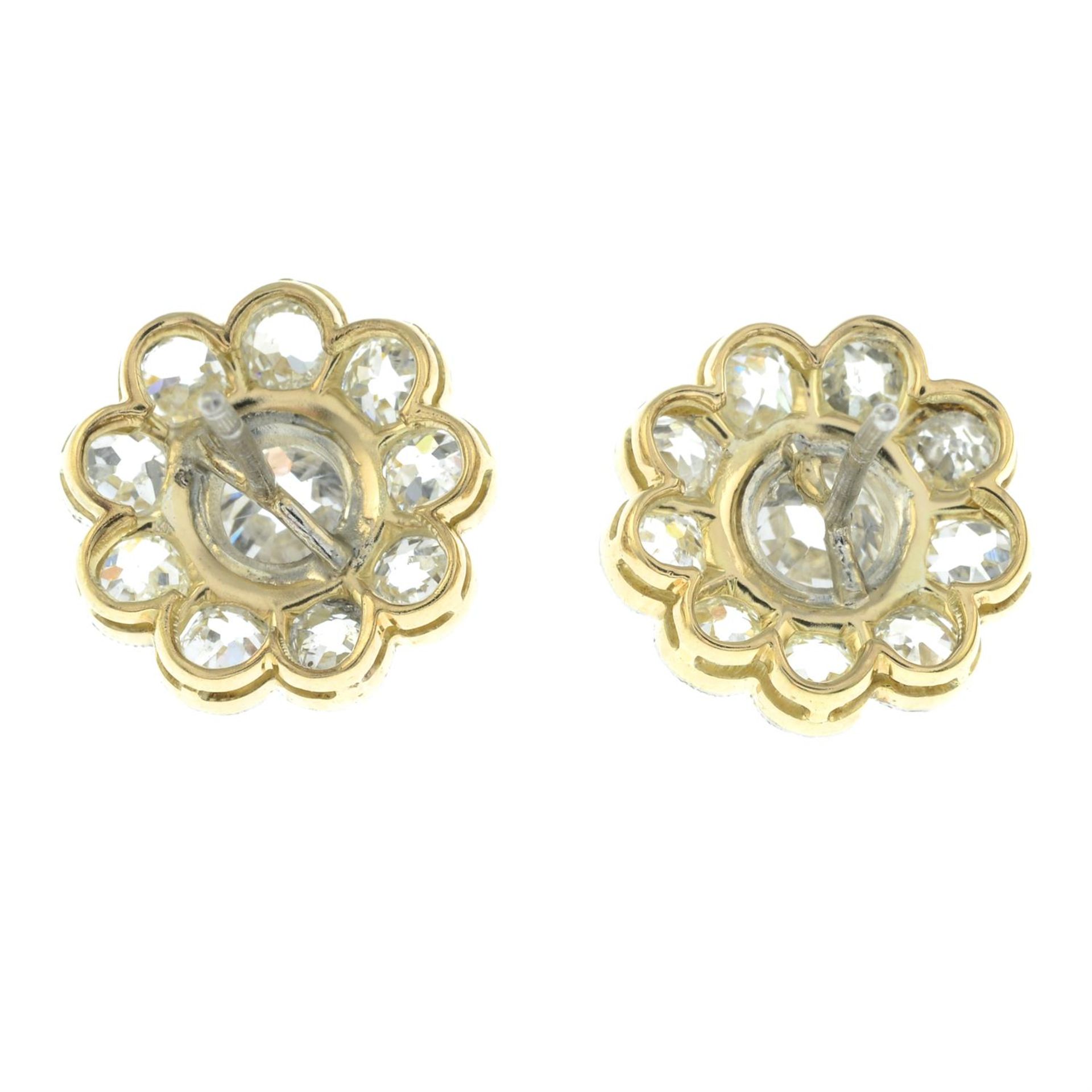 A pair of old-cut diamond cluster earrings. - Image 2 of 3