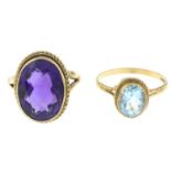 Two 9ct gem set rings