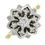 An 18ct gold brilliant and single-cut diamaond cluster ring.