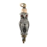 A late 19th century silver and gold propelling pencil, designed as an owl.