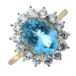 A 9ct gold apatite and colourless zircon cluster ring.