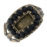 A Georgian black gem mourning ring.