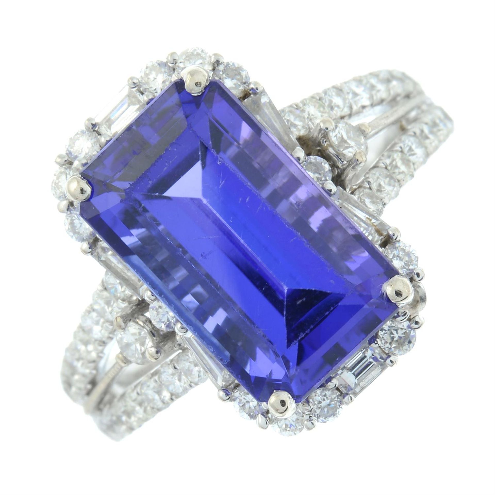 An 18ct gold tanzanite and diamond dress ring.