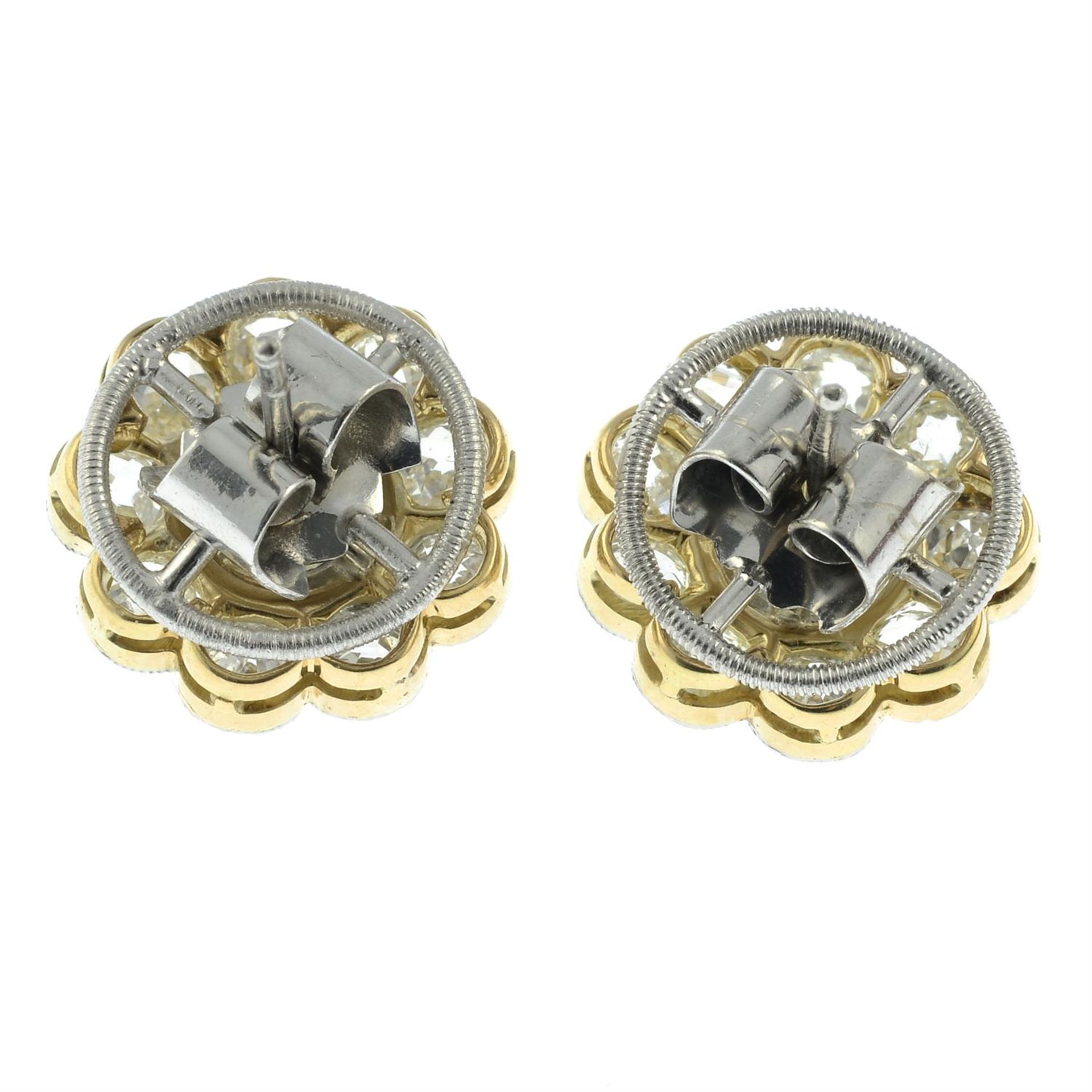 A pair of old-cut diamond cluster earrings. - Image 3 of 3