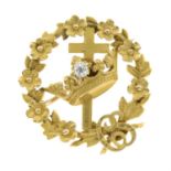 An early 20th century 14ct gold and old-cut diamond Christian Science brooch.