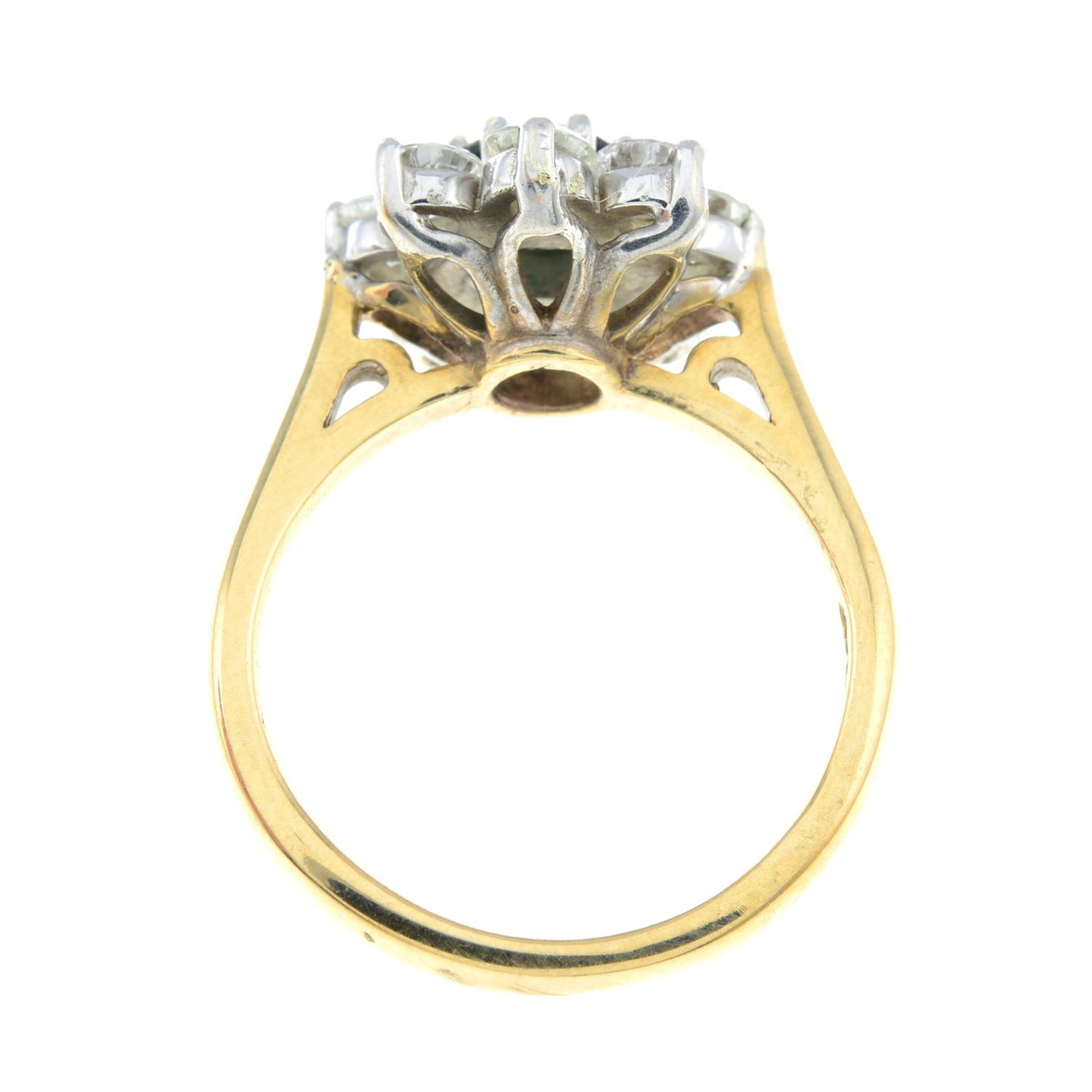 A 9ct gold sapphire and diamond floral cluster ring. - Image 2 of 2