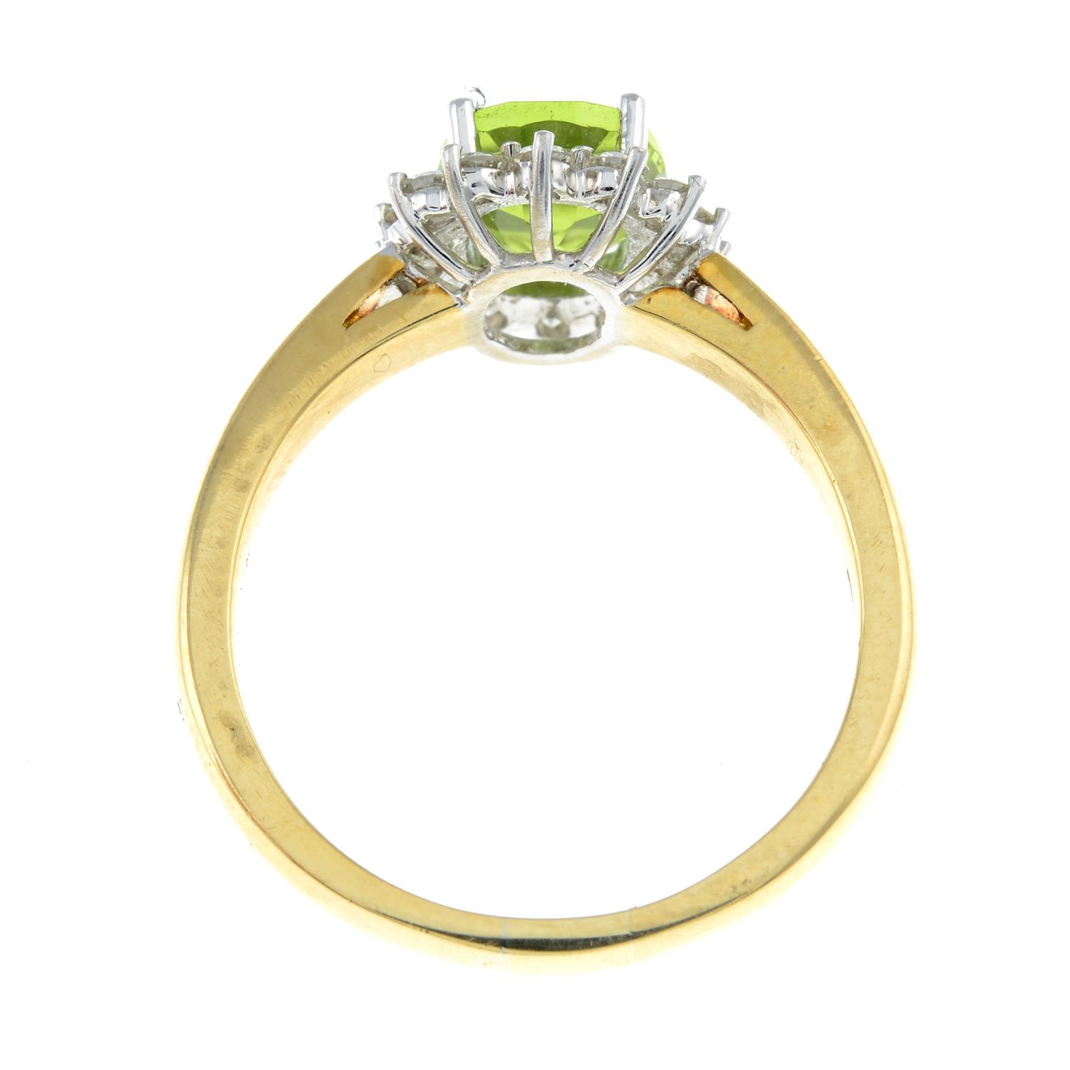 An 18ct gold peridot and diamond cluster ring. - Image 2 of 2