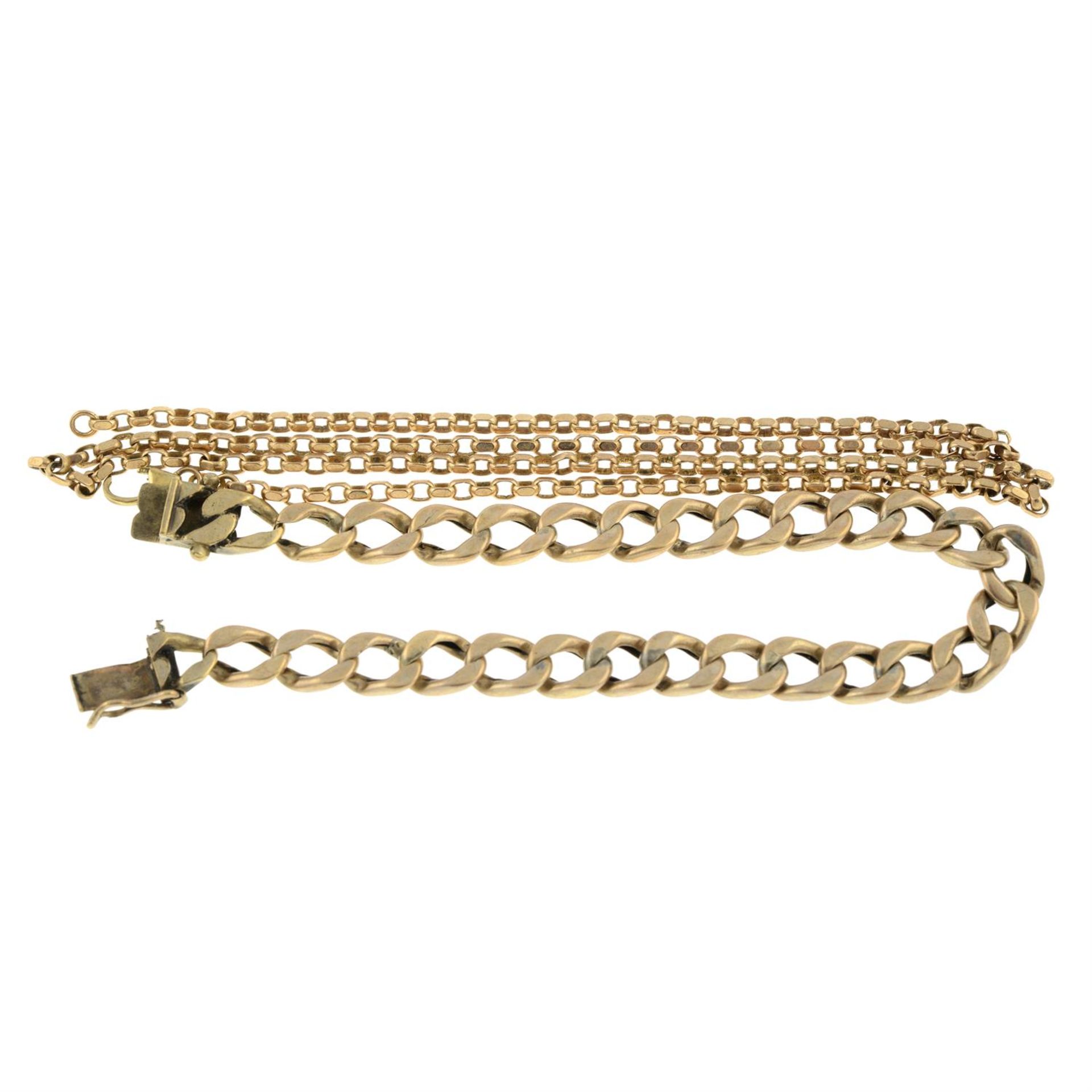 (69285) A 9ct gold chain necklace and a curb-link bracelet. - Image 2 of 2