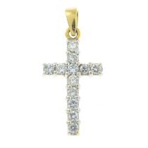 An 18ct gold brilliant-cut diamond cross pendant.