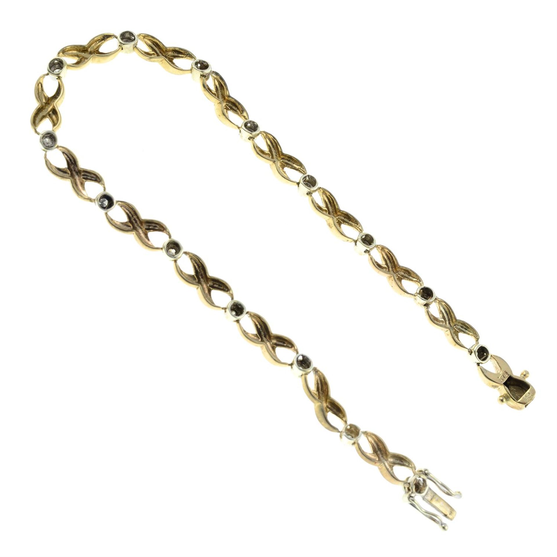 A 9ct gold diamond bracelet. - Image 2 of 2