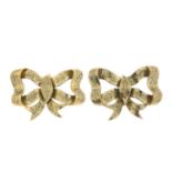 A pair of 9ct gold bow earrings, by Deakin & Francis.