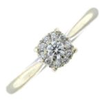 A 9ct gold brilliant-cut diamond cluster ring.