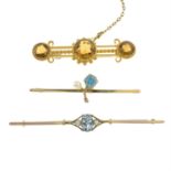 Three early 20th century gem-set brooches.