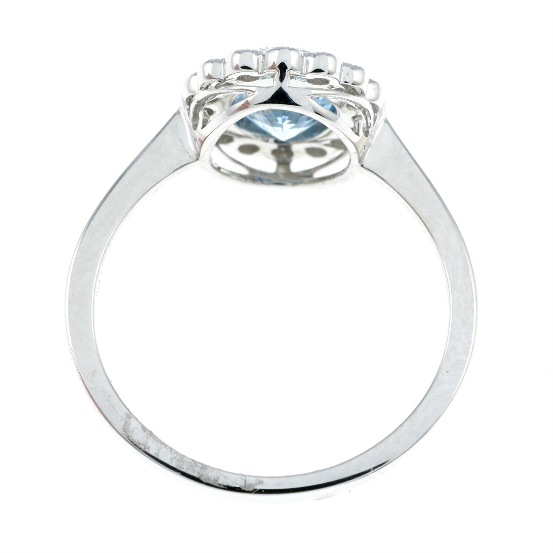 An 18ct gold aquamarine and pavé-set diamond cluster ring. - Image 2 of 2