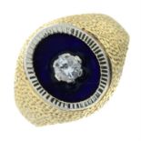 An enamel and diamond ring.