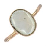 A mid 20th century 9ct gold chalcedony cameo single-stone ring.