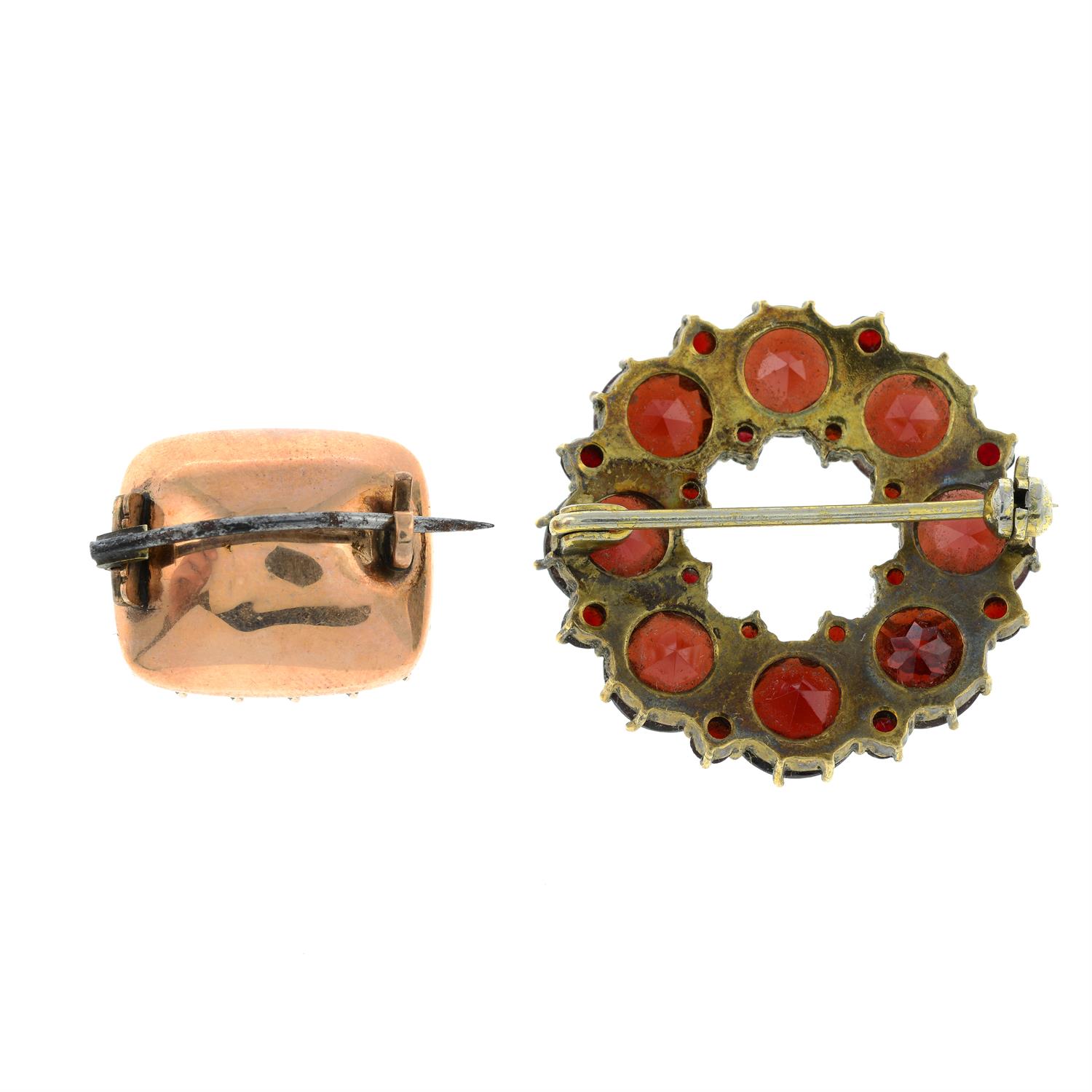 A 19th century foil-back quartz brooch and a 'Bohemian garnet' brooch. - Image 2 of 2