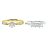 Two 18ct gold diamond rings.