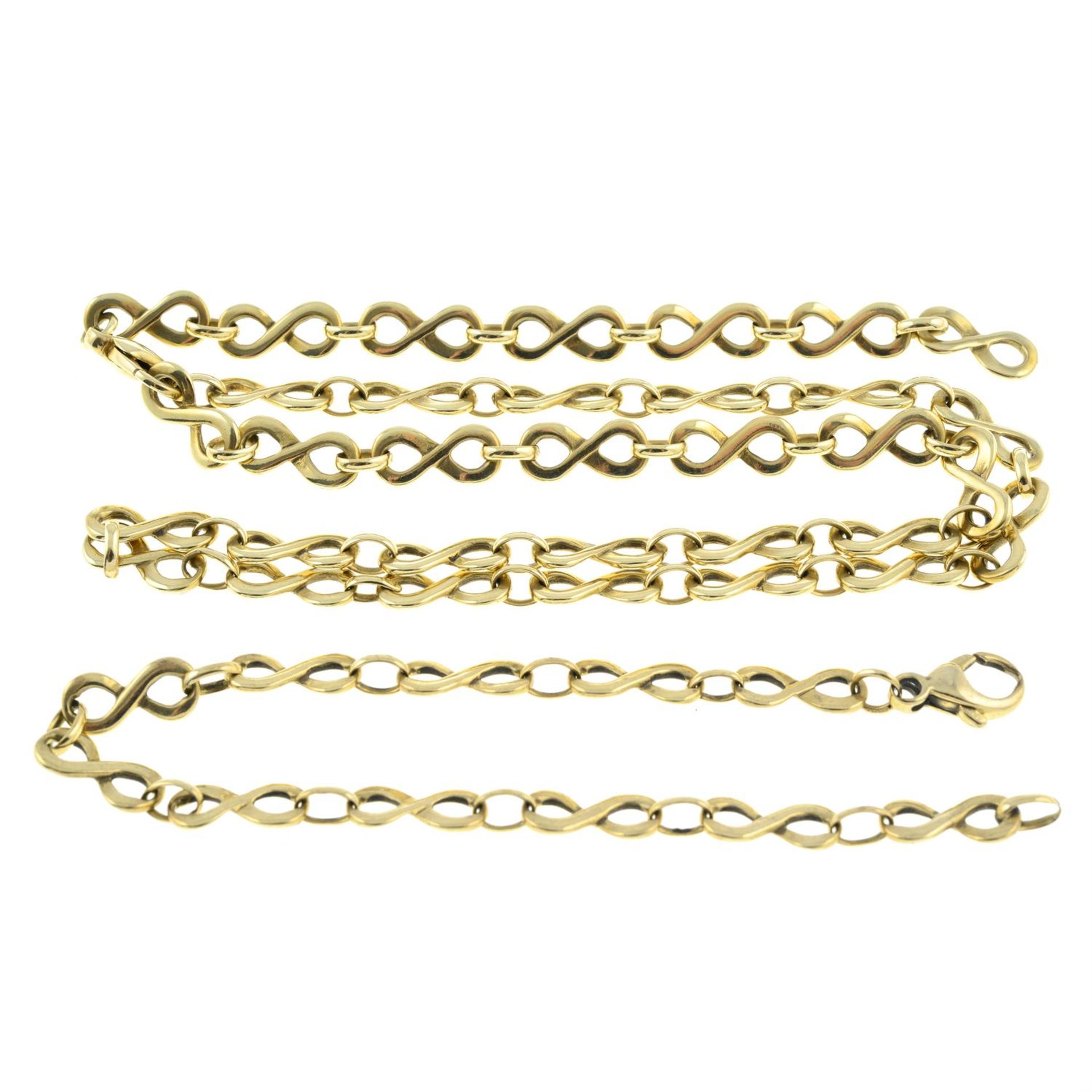 (69179) A 9ct gold fancy-link necklace, with matching bracelet. - Image 2 of 2