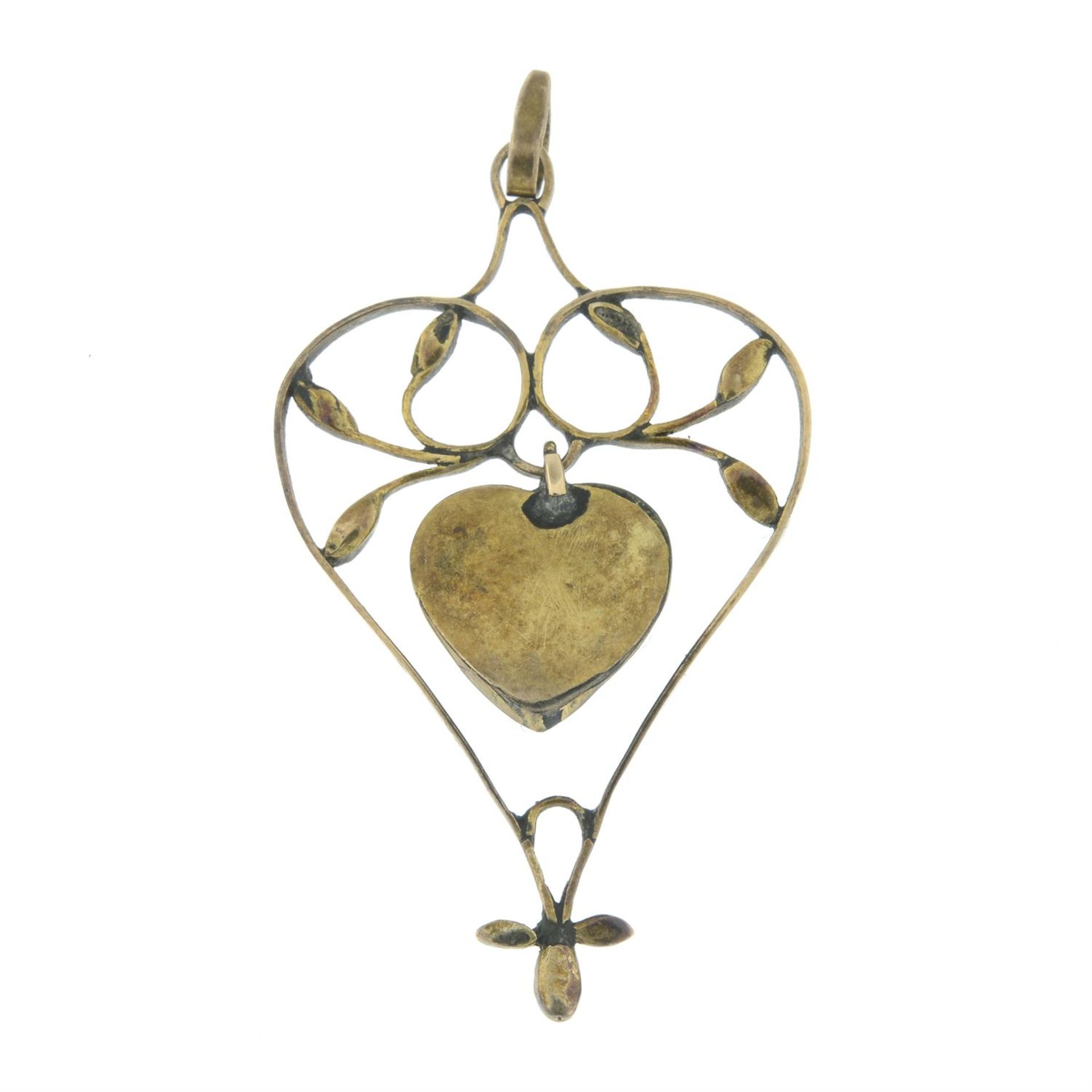 An early 20th century Arts and Crafts openwork pendant, with chrysoprase heart. - Image 2 of 2