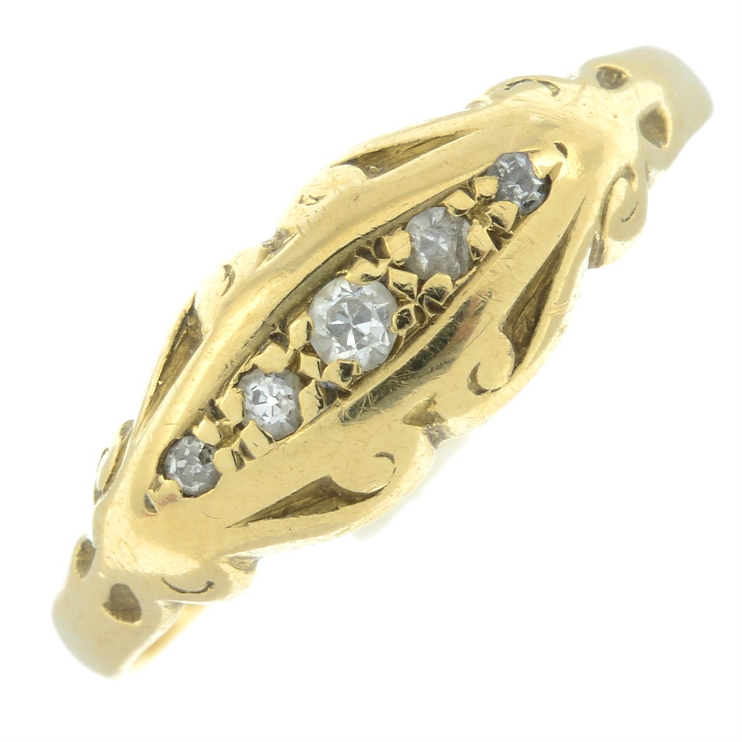 An early 20th century 18ct gold diamond five-stone ring.