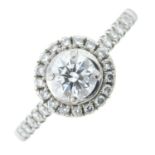 (69239) A platinum brilliant-cut diamond cluster ring.