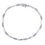 A tanzanite and diamond bracelet.