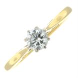 An 18ct gold brilliant-cut diamond single-stone ring.