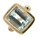 An aquamarine single-stone cocktail ring.