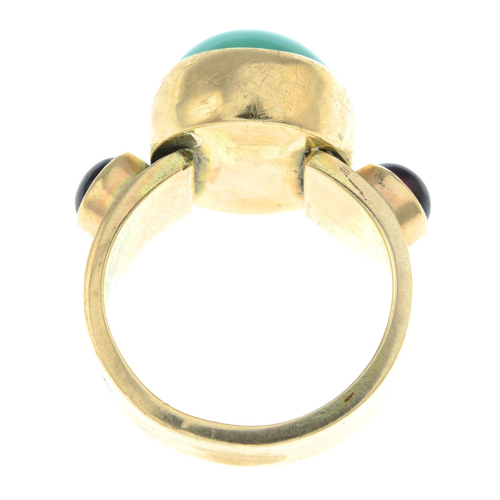 A 9ct gold chrysoprase and paste dress ring. - Image 2 of 2