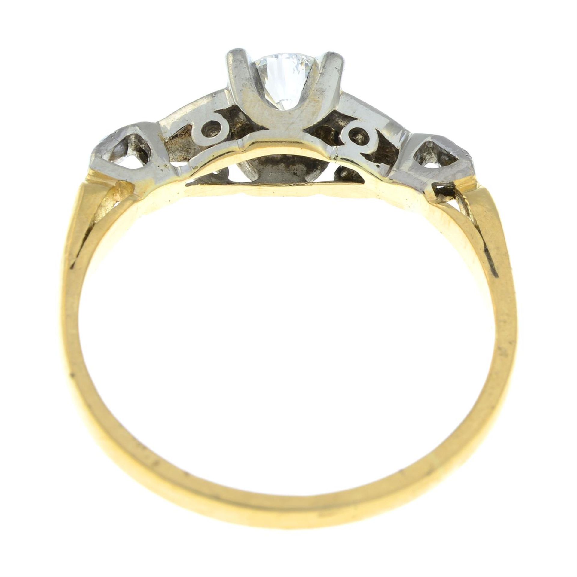 A brilliant-cut diamond single-stone ring, with single-cut diamond sides. - Image 2 of 2