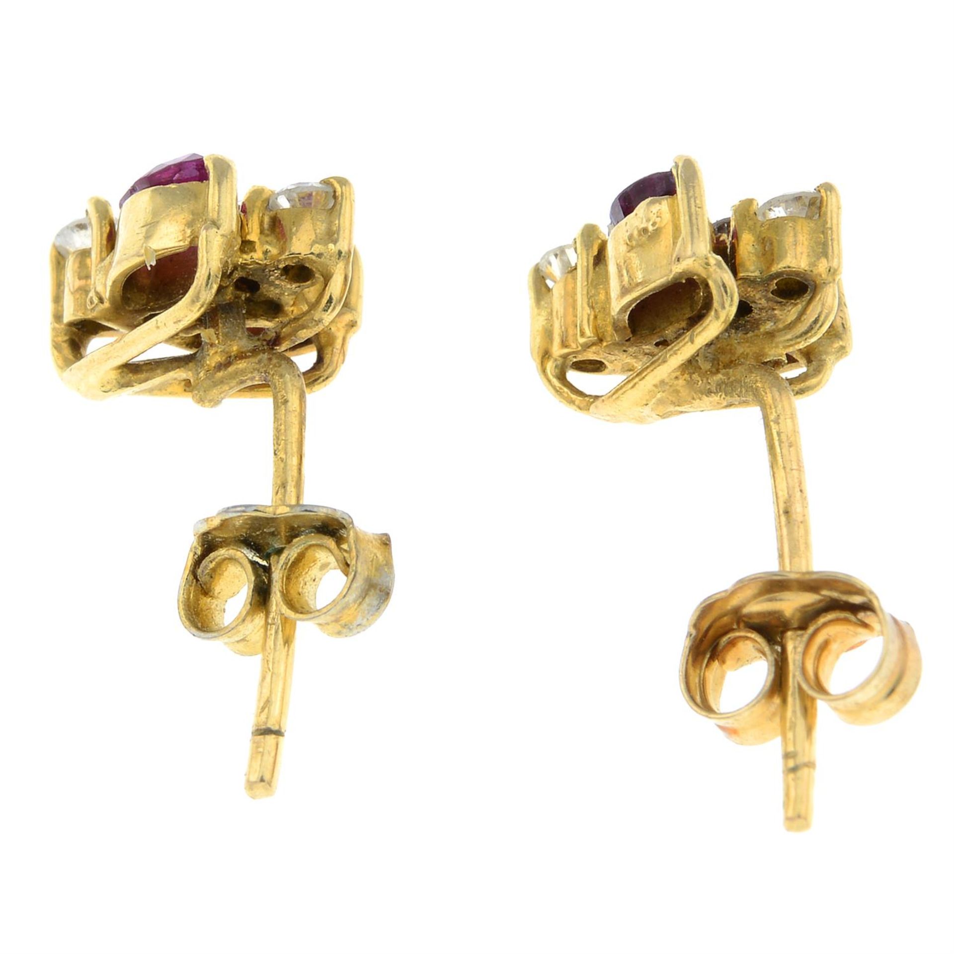 A pair of ruby and diamond earrings. - Image 2 of 2