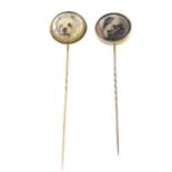 Two late Victorian dog stickpins.