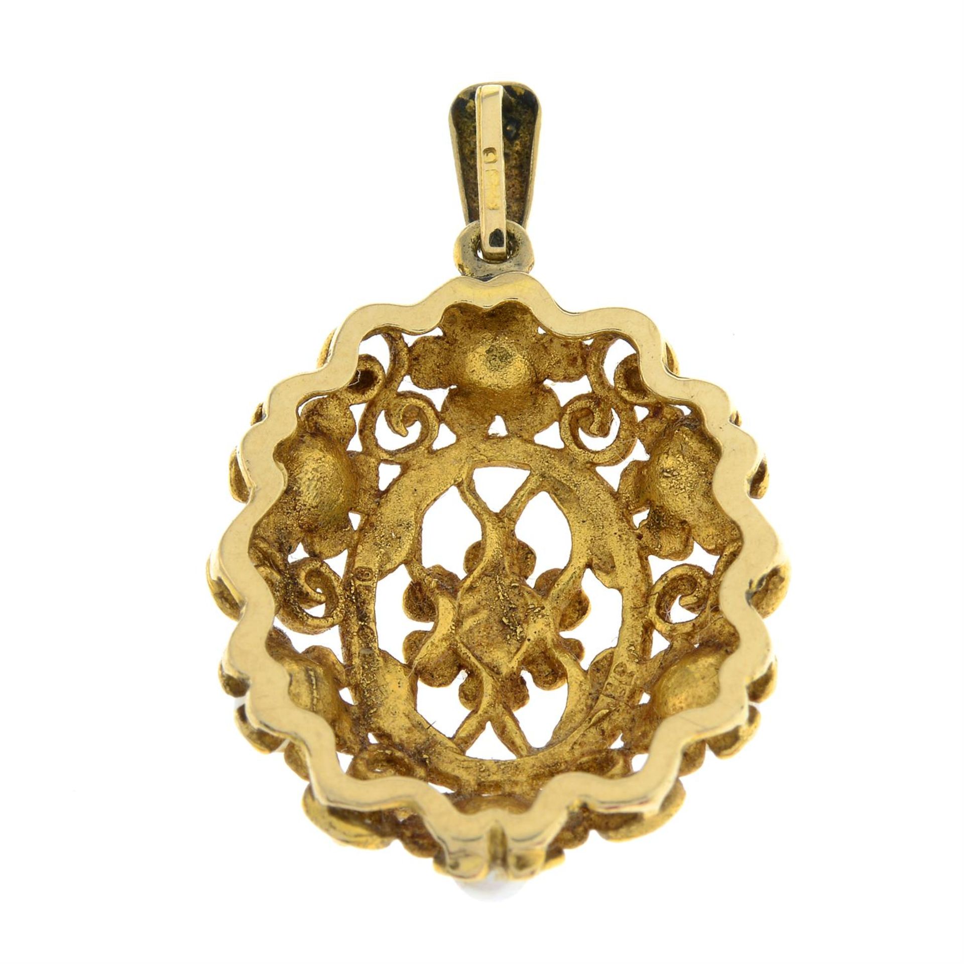 A 9ct gold seed pearl pendant. - Image 2 of 2